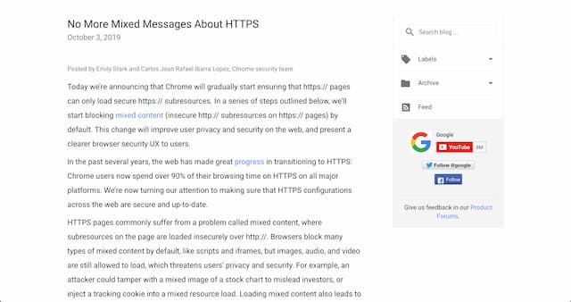 このサイトへの接続は完全には保護されていません
