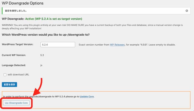 WordPress Downgrade